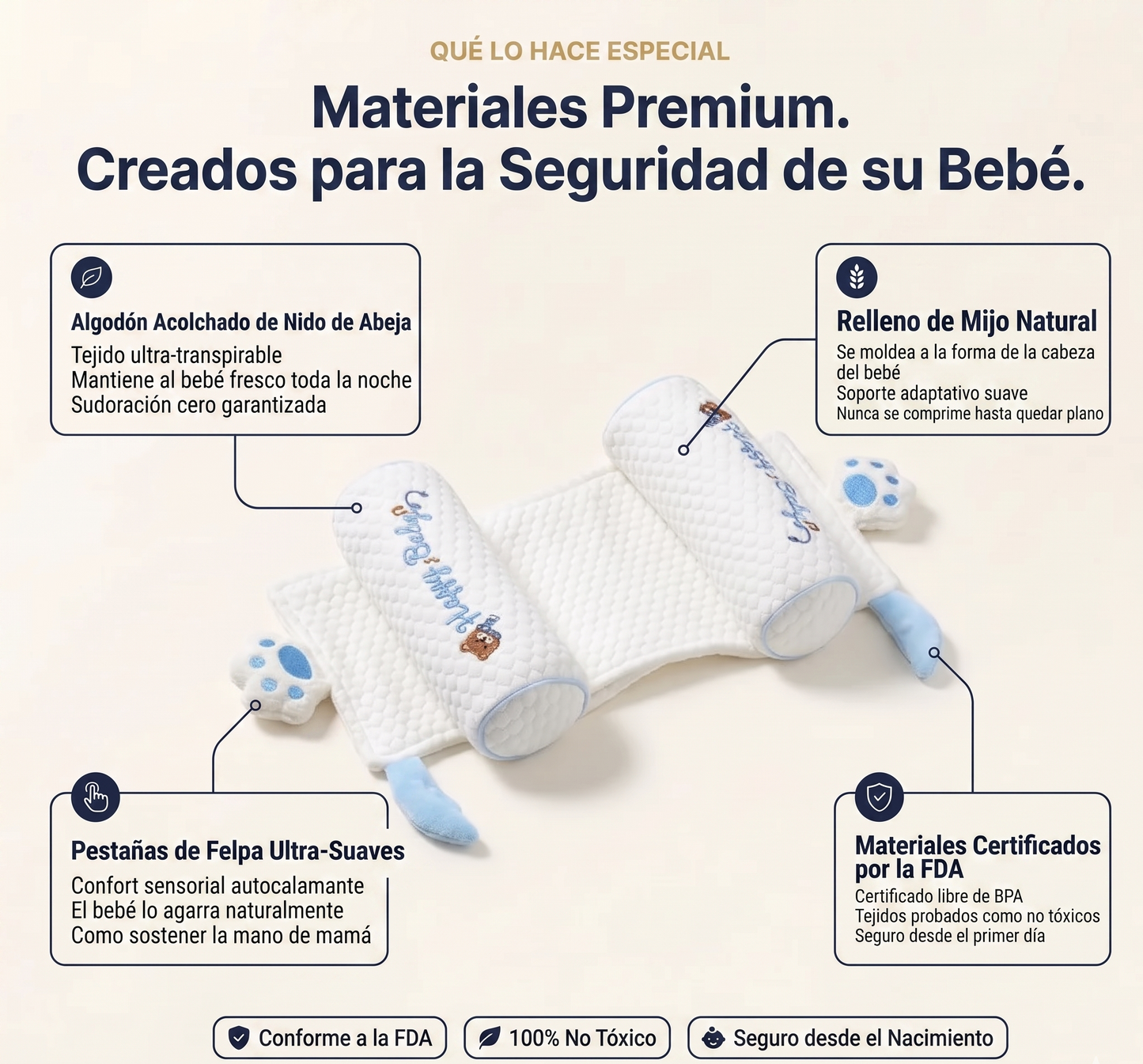 Almohada de apoyo cervical para bebé - Dear Baby